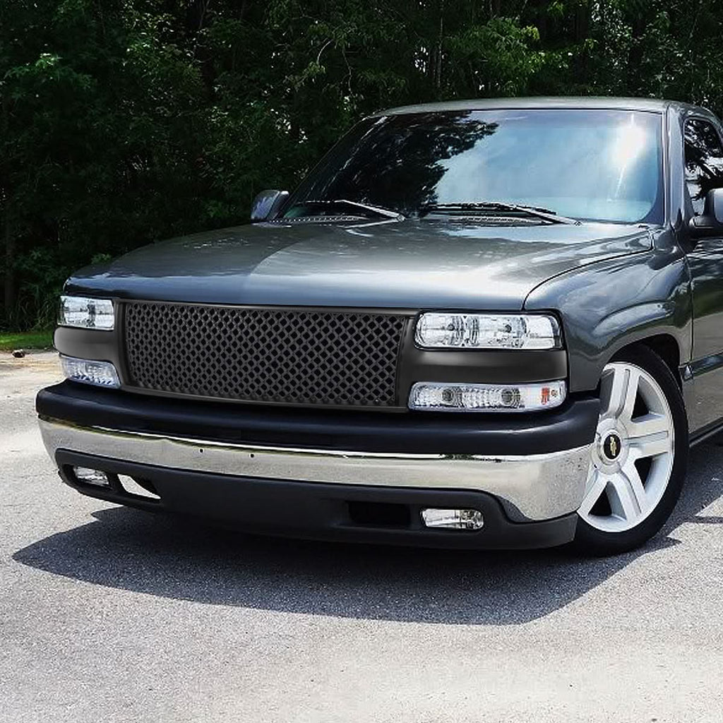 99-02 Chevy Silverado / 00-06 Suburban Glossy Mesh Grille - Matte Black