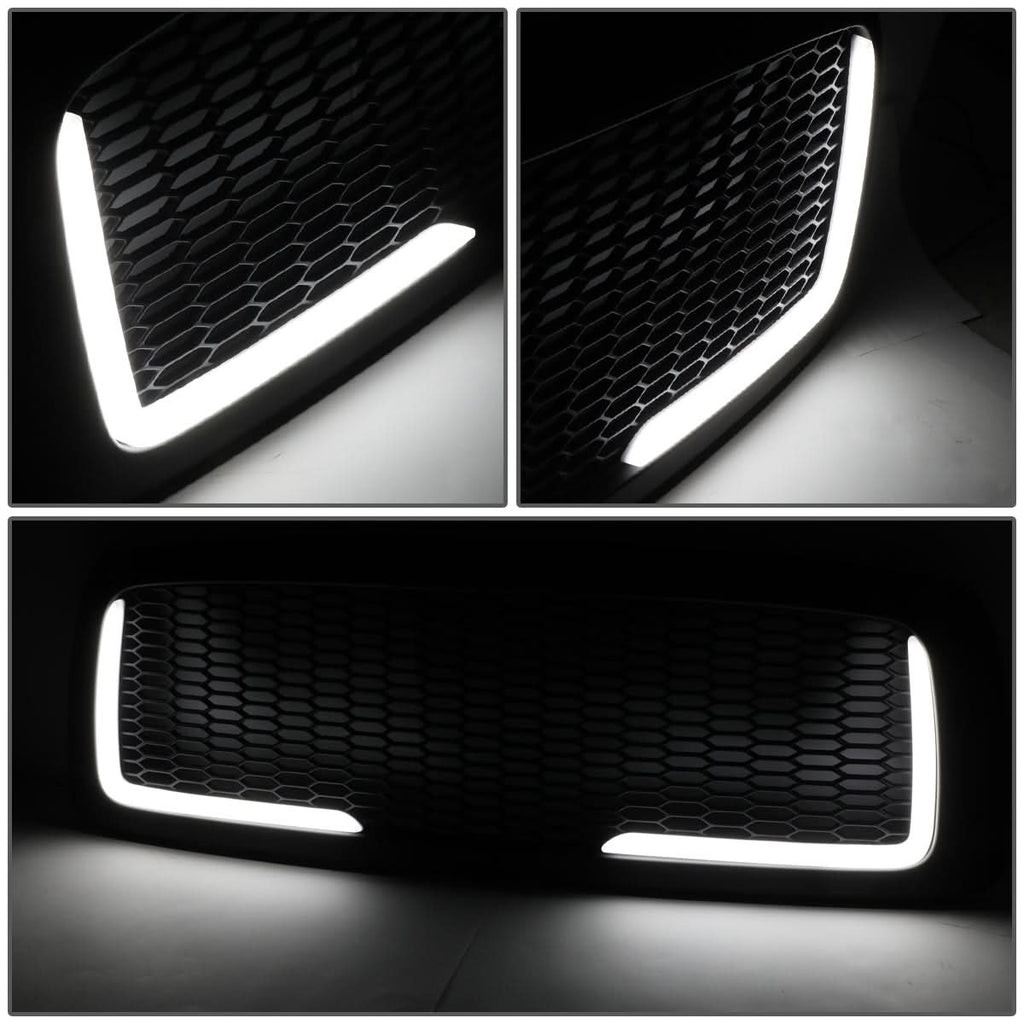 02-05 Dodge Ram Honeycomb Mesh Grille w/ LED DRL Lights Matte Black
