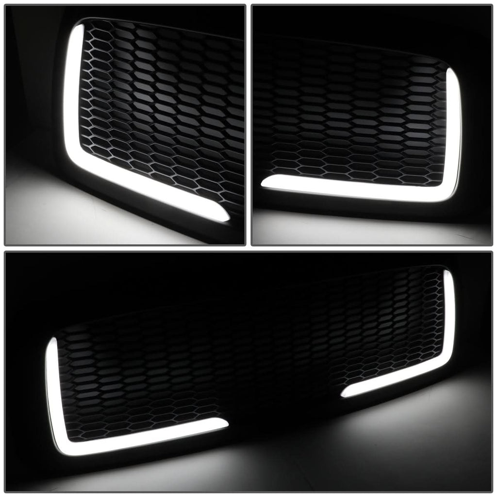 02-05 Dodge Ram Honeycomb Mesh Grille w/ LED DRL Lights Matte Black