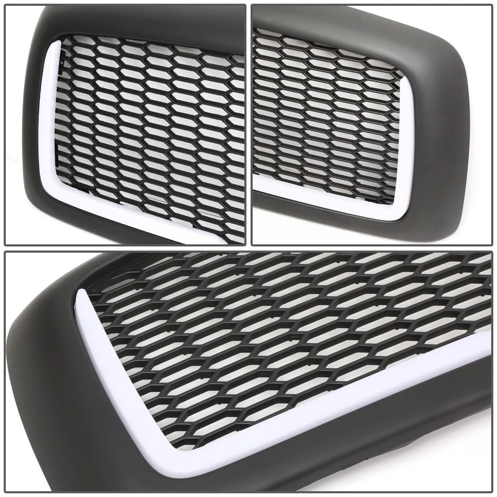 02-05 Dodge Ram Honeycomb Mesh Grille w/ LED DRL Lights Matte Black