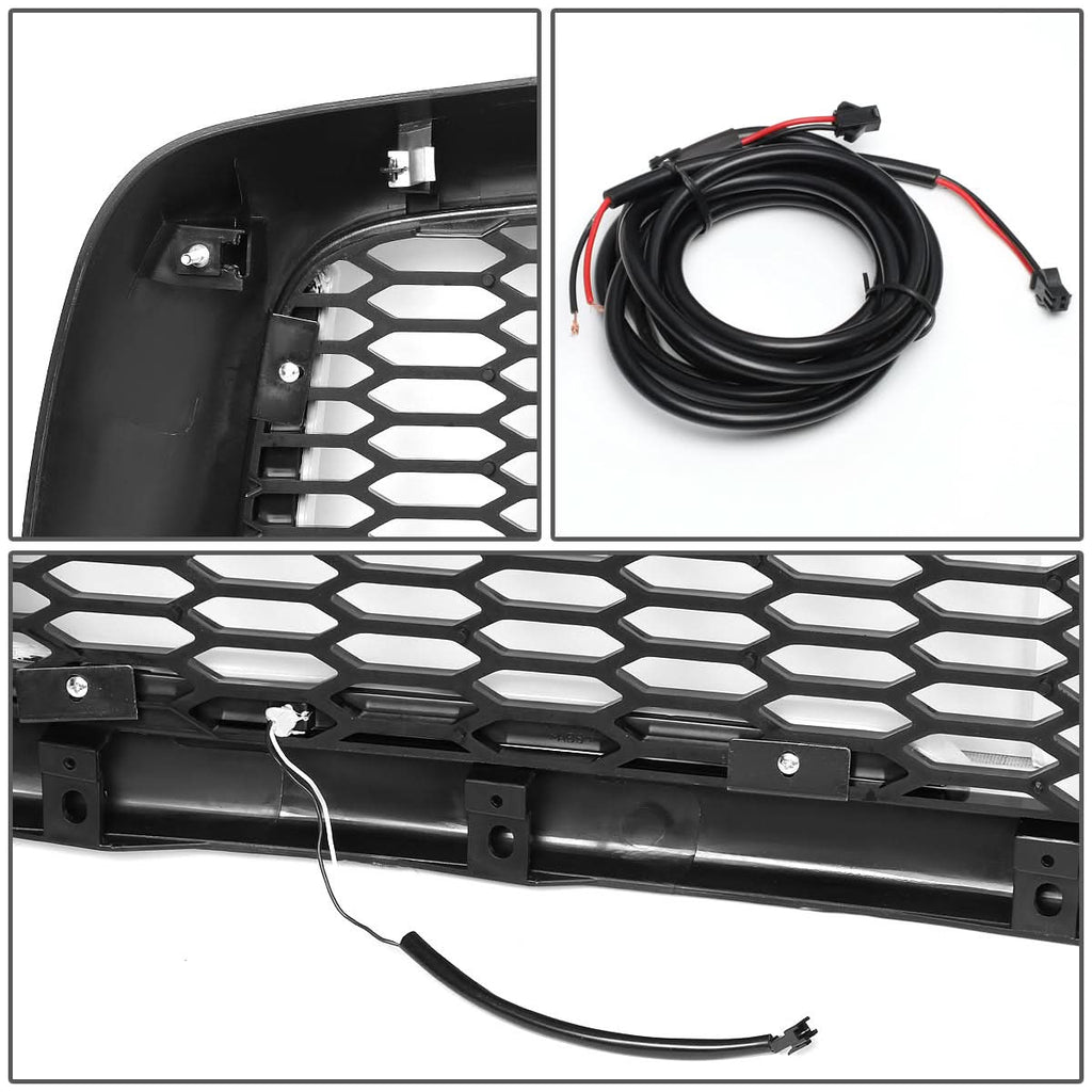 02-05 Dodge Ram Honeycomb Mesh Grille w/ LED DRL Lights Matte Black