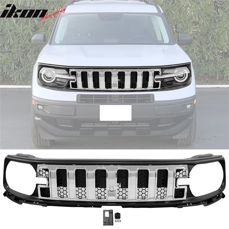 2021-2025 Ford Bronco Sport Grille Upper Guard Chrome Black Mesh Grill