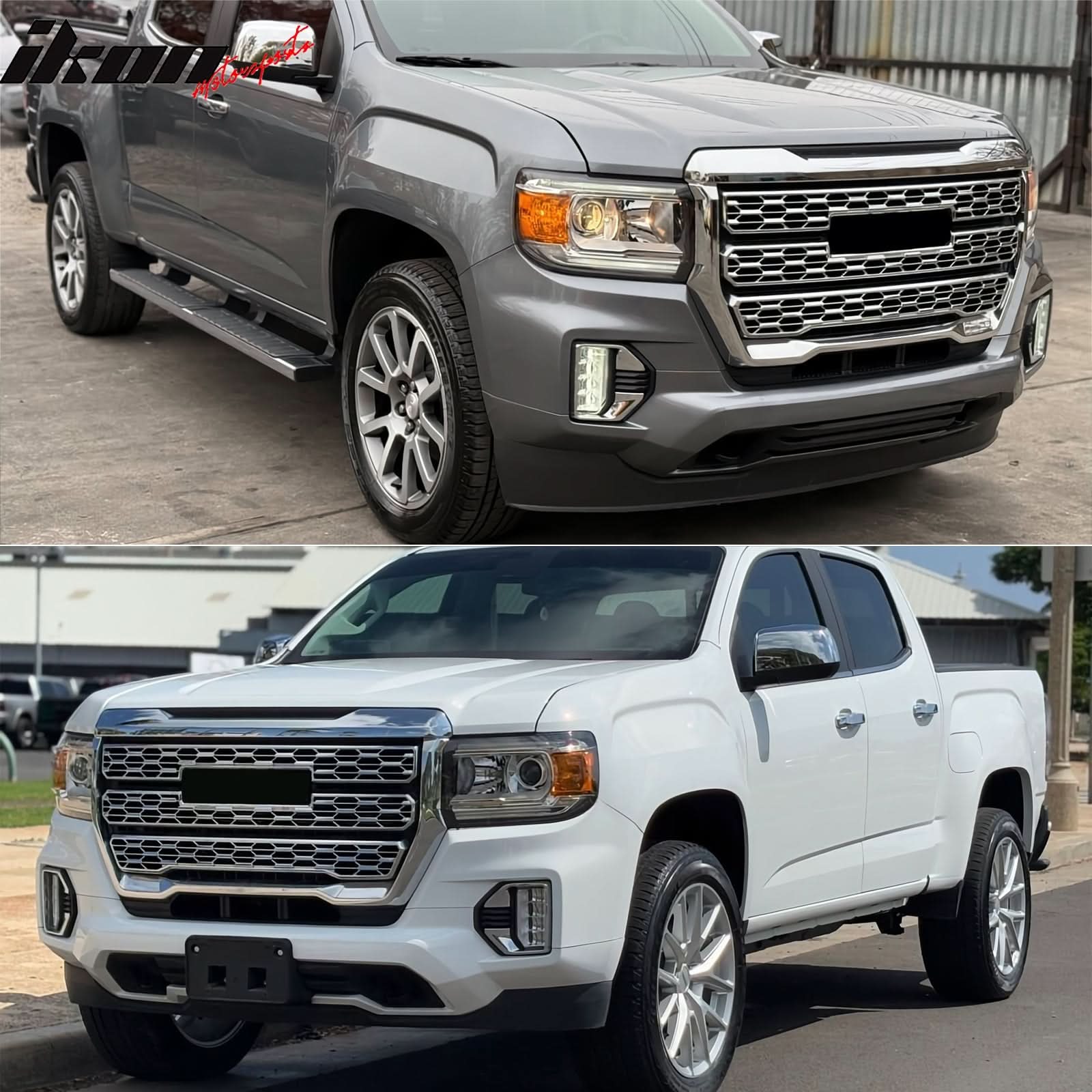 2021-2022 GMC Canyon Denali Style Black Front Bumper Upper Hood Grille