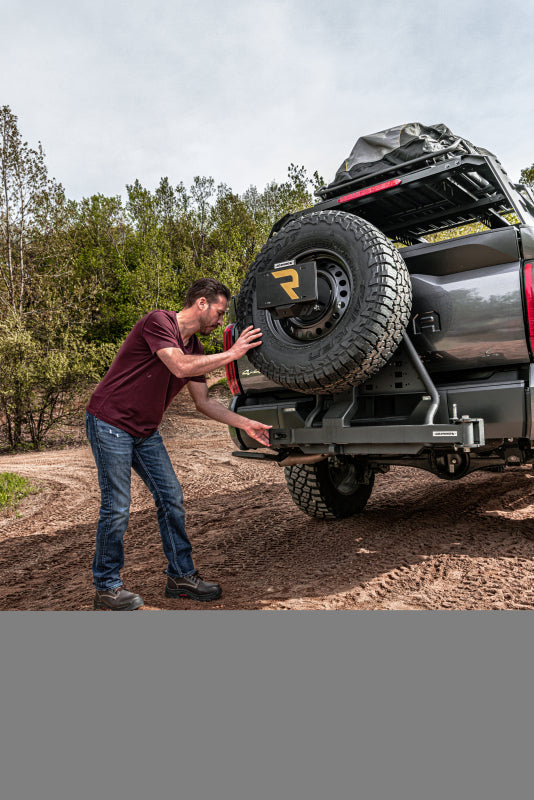 Go Rhino Swing-A-Way Hitch Mounted Tire Carrier (Lic. Plate Lights Not Included) - Textured Black