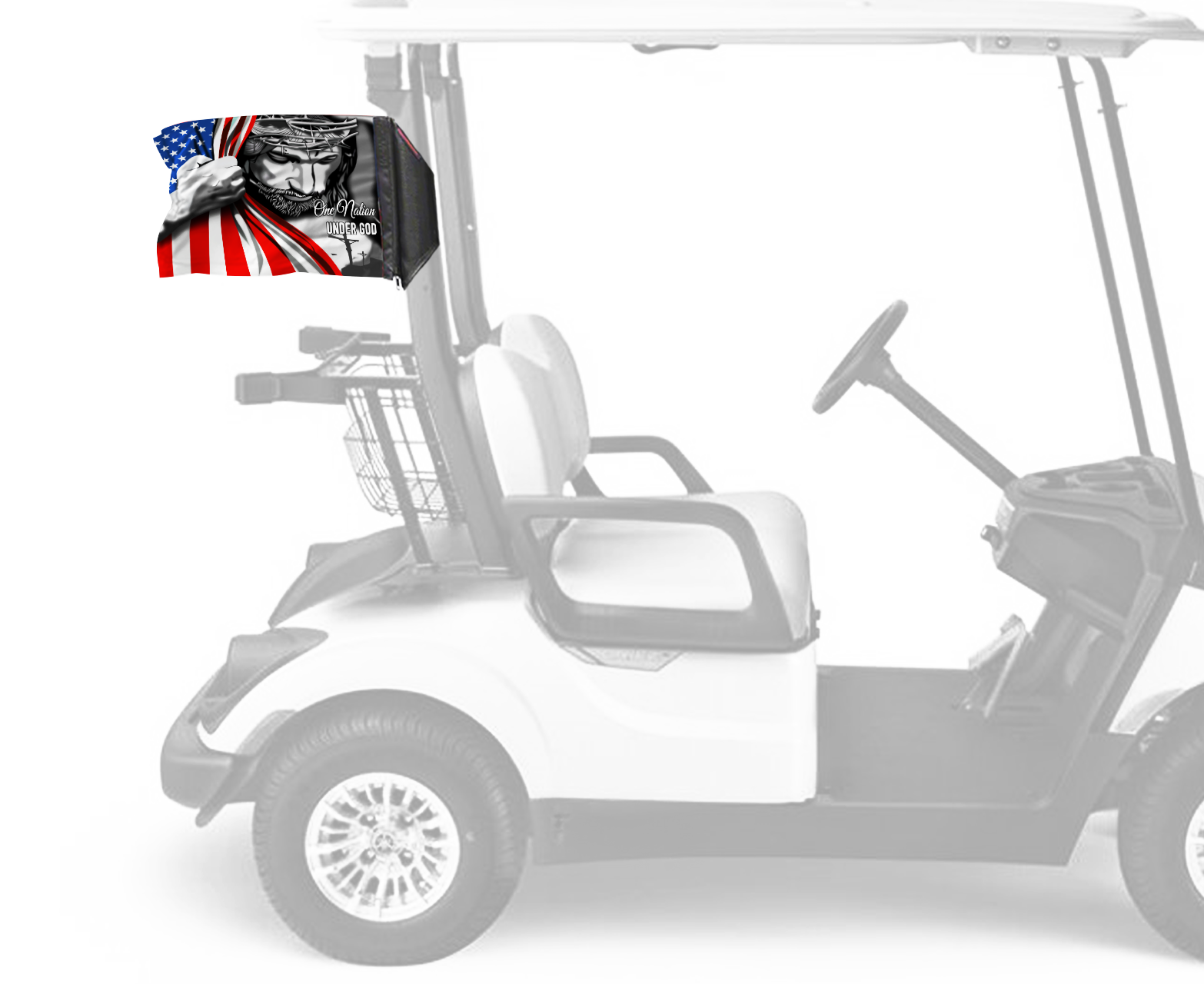 One Nation 12"x18" Forever Wave Flag for Golf Carts