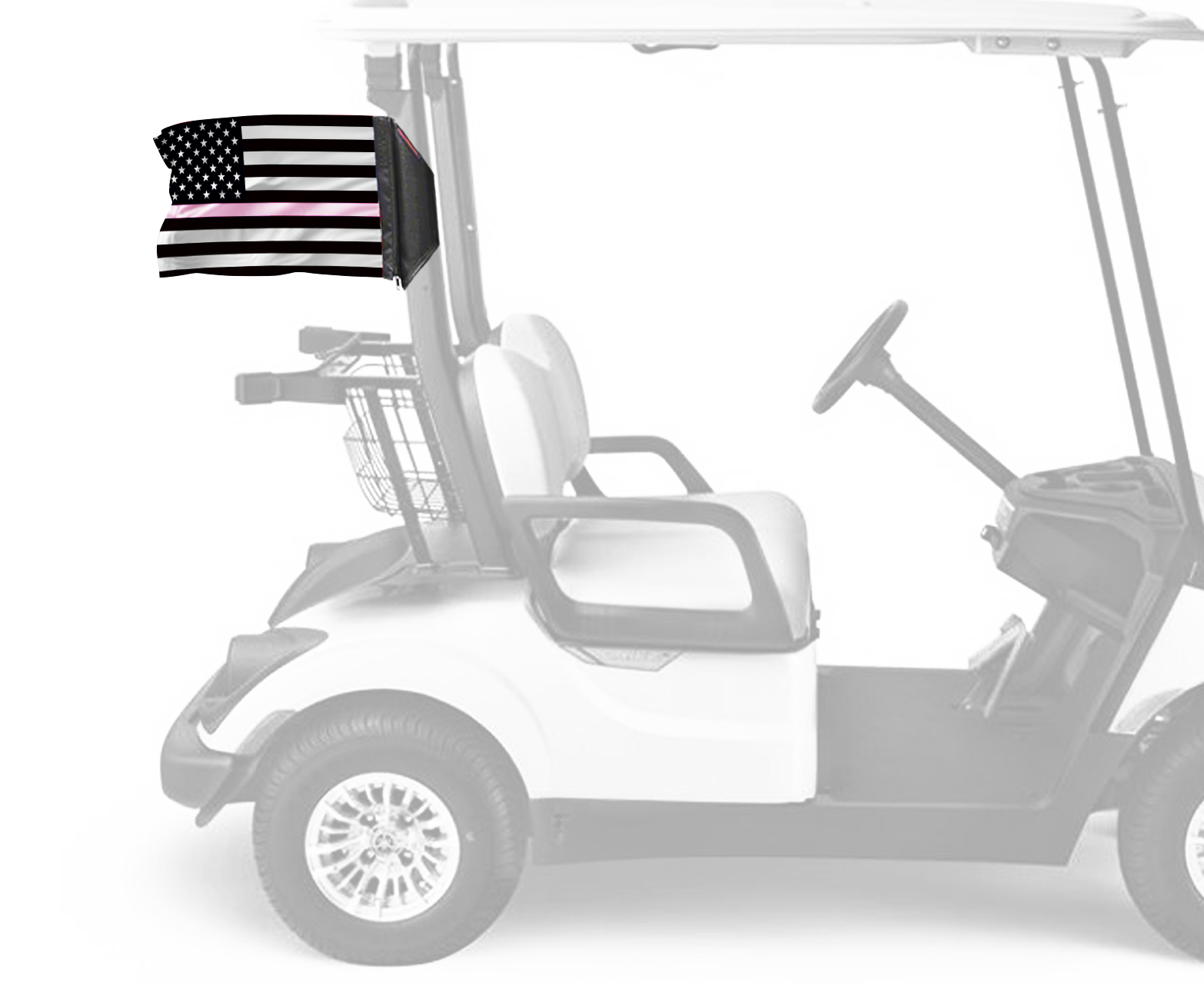 USA Subdued Thin Pink Line 12"x18" Forever Wave Flag for Golf Carts