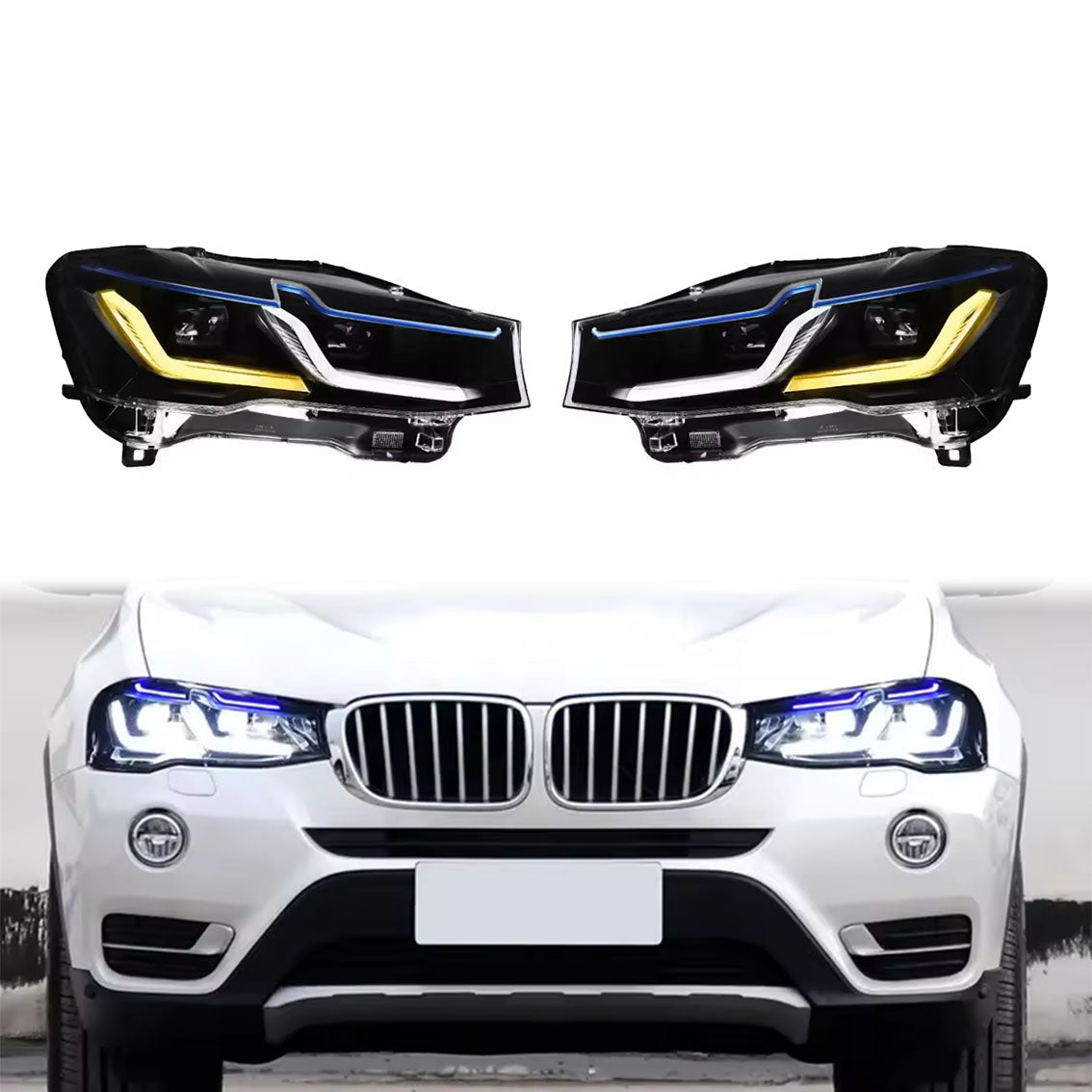 LED Headlights Assembly for BMW X3 F25 (2014–2017)