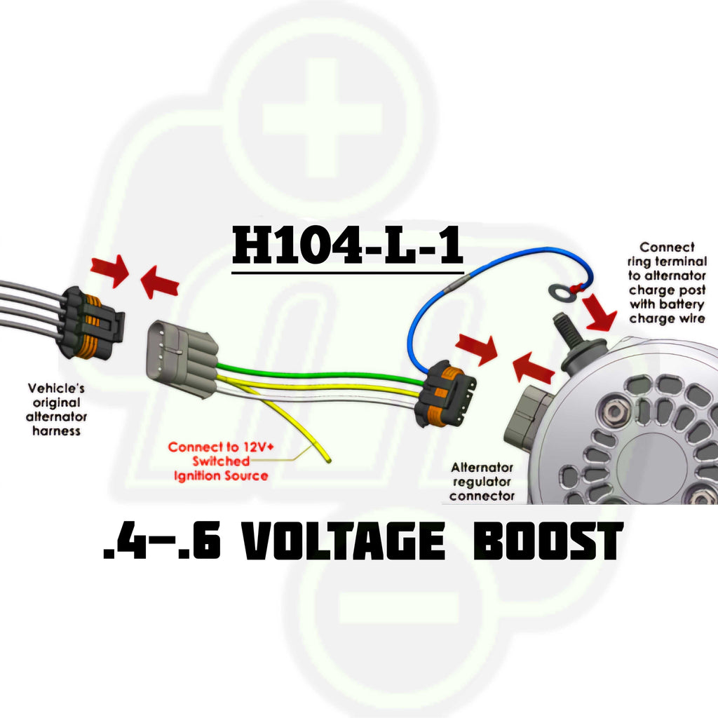 H104-L-1 Voltage boost harness for 1996-2004 GM trucks with HALF a volt increase for Lithium batteries
