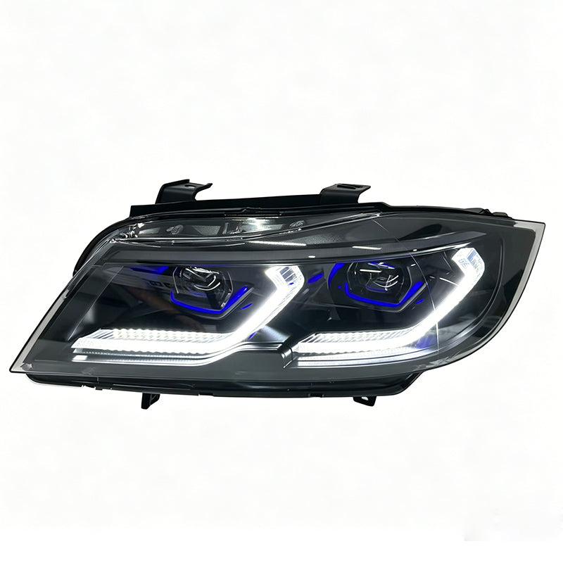 BMW E90 Tri-Color DRL LED Headlights Smoked Upgrade 2005–2011