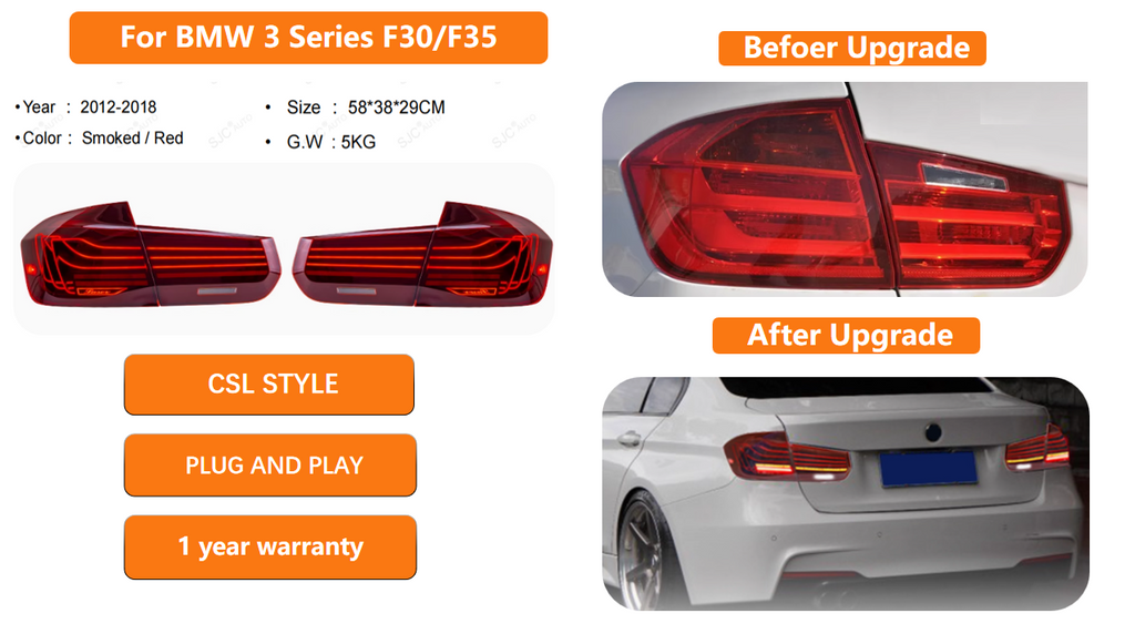CSL Style LED Tail Lights for BMW 3 Series F30/F35 2012-2018