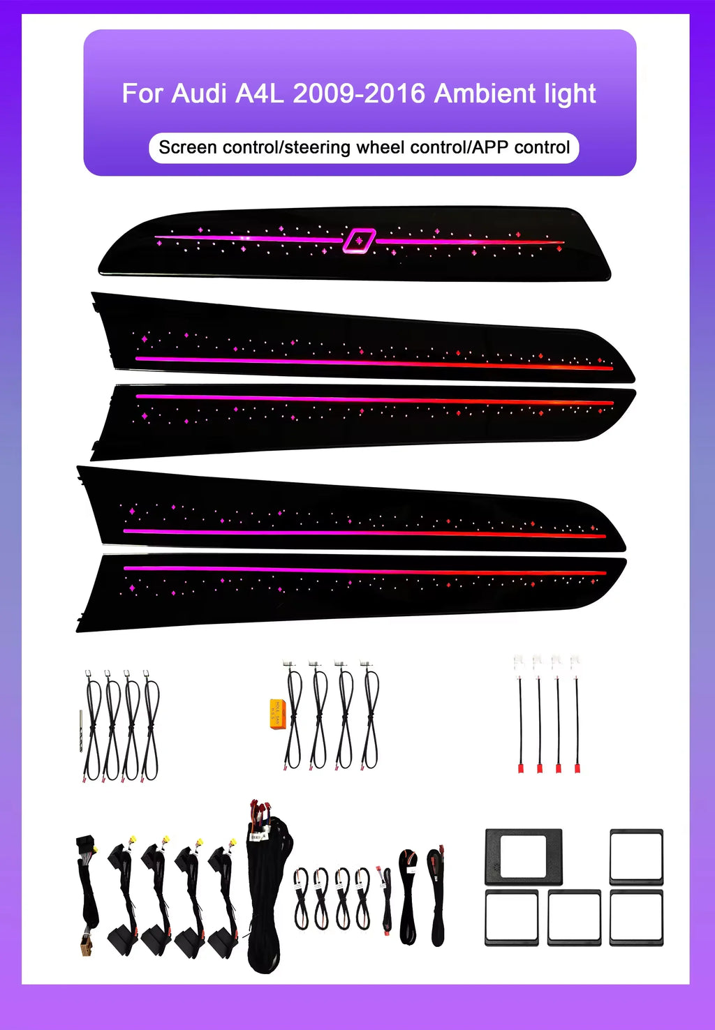 Audi A4 / A4L B8 / A5 / Q5 Interior 64-Color Star Sky Dynamic LED Ambient Light Kit 2009 - 2017