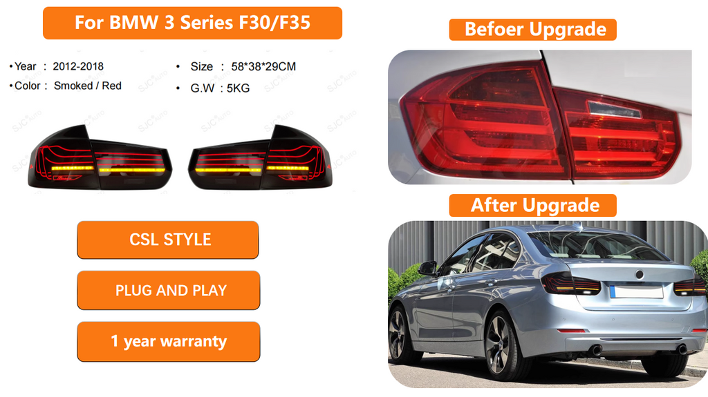 CSL Style LED Tail Lights for BMW 3 Series F30/F35 2012-2018