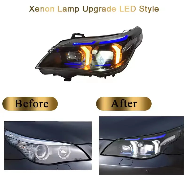 BMW 5 Series E60 Snake Eye LED Headlight Assembly with Dual-Color DRL 2003 - 2010