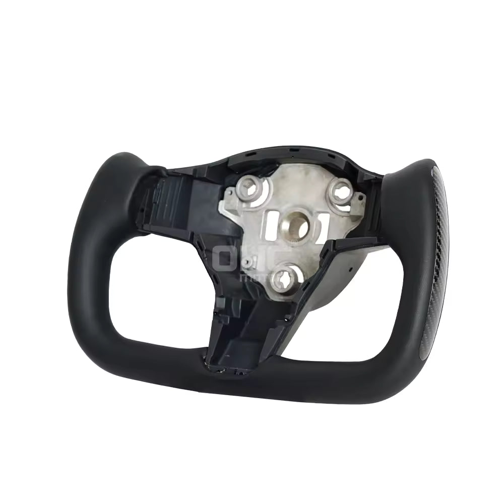 Leather Yoke Heated Steering Wheel for Tesla Model 3/Y Carbon Patches