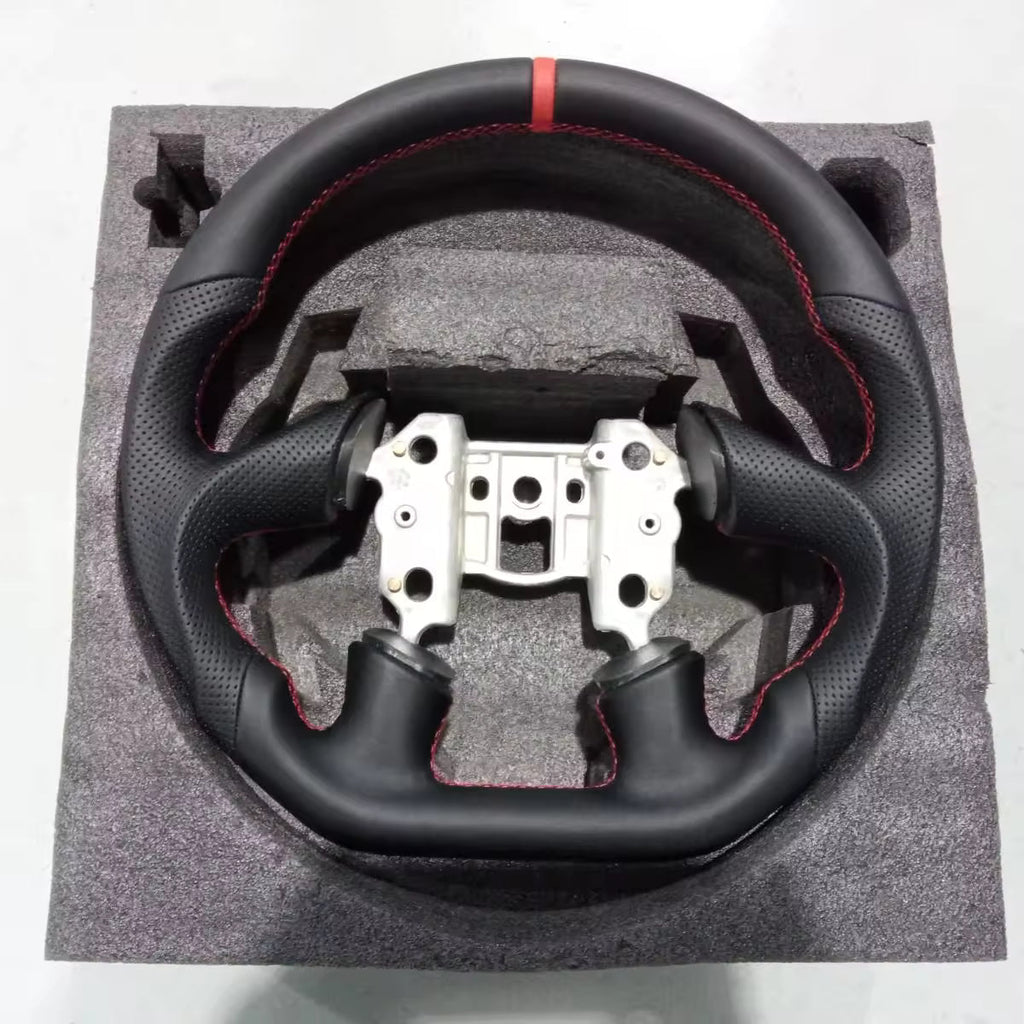 Full Leather Steering Wheel for Chevrolet Corvette C6 2005 4-Spoke with Red/Black Center Line (Non-Heated)