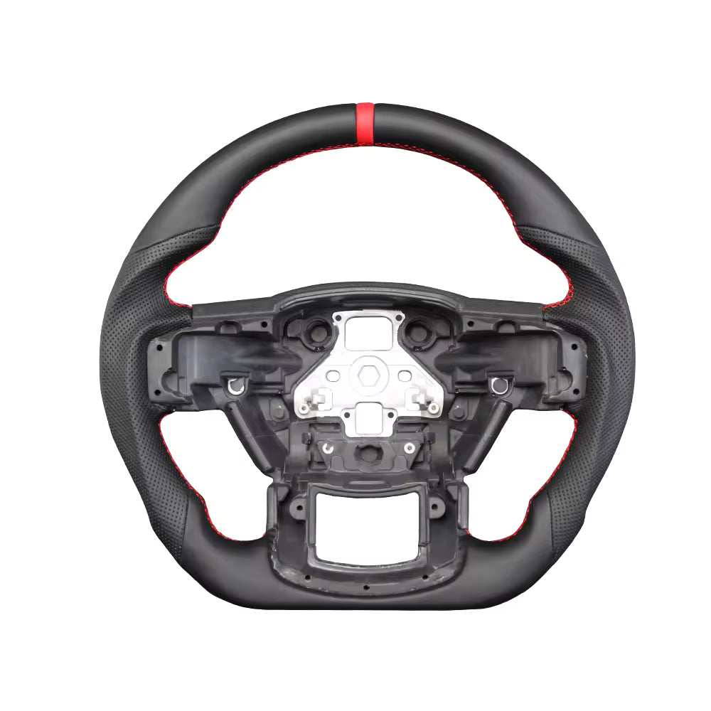 Leather Steering Wheel for Ford F-150 2015-2020 Heated Red Blue Stripe