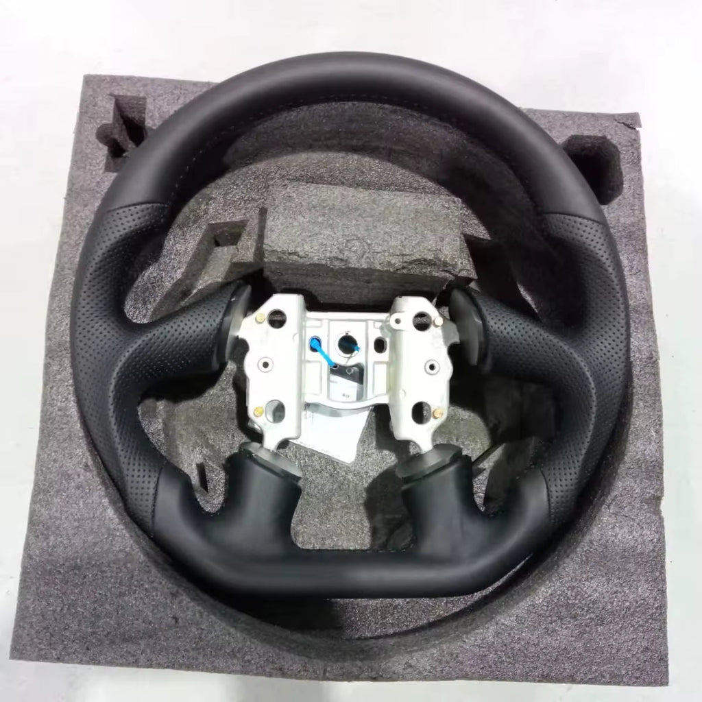 Hand-Stitched Leather Steering Wheel for Corvette C6 2005 (D-Shaped)