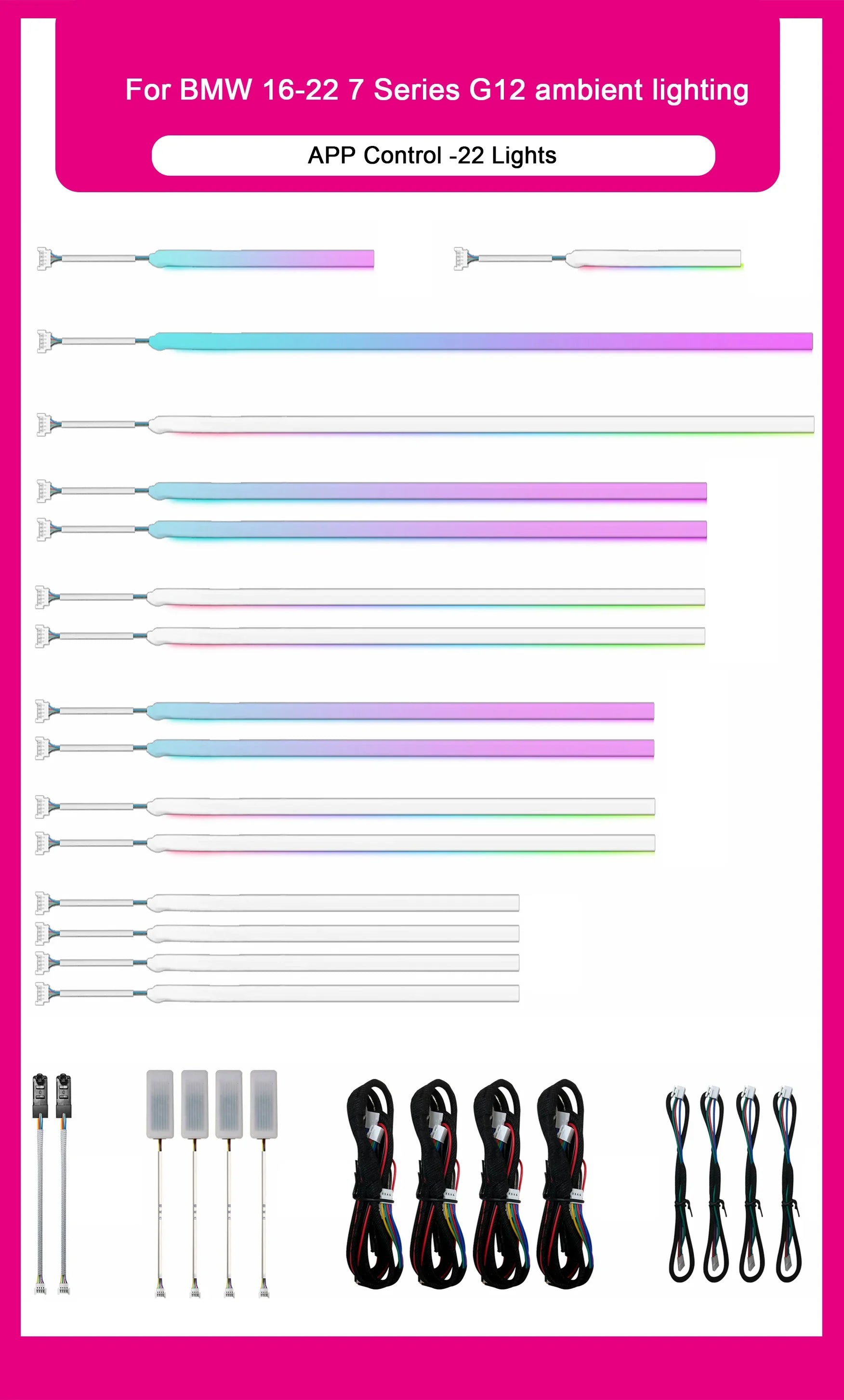 BMW 7 Series G11 / G12 Interior 64-Color Symphony LED Ambient Light Kit 2015 - 2022