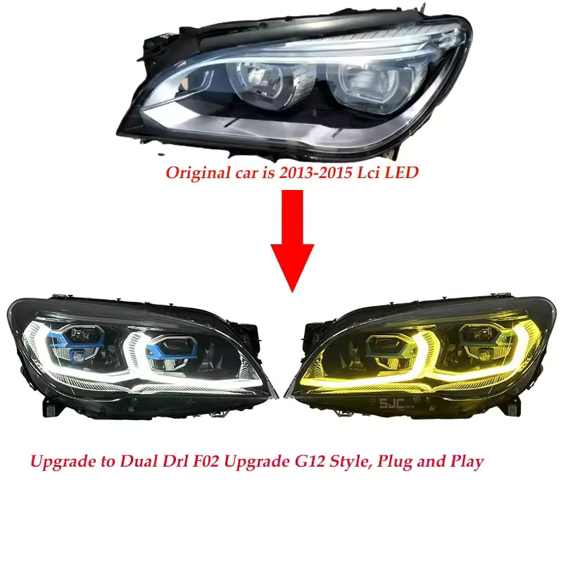 G12 Style Dual-Color LED Headlights for BMW 7 Series F01/F02 2009-2015