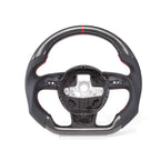 Flat-Bottom Real Carbon Fiber Steering Wheel for Audi A3 A4 A5 S3 S4 S5 RS3 RS4 RS5 RS6 RS7 SQ5 2012–2016