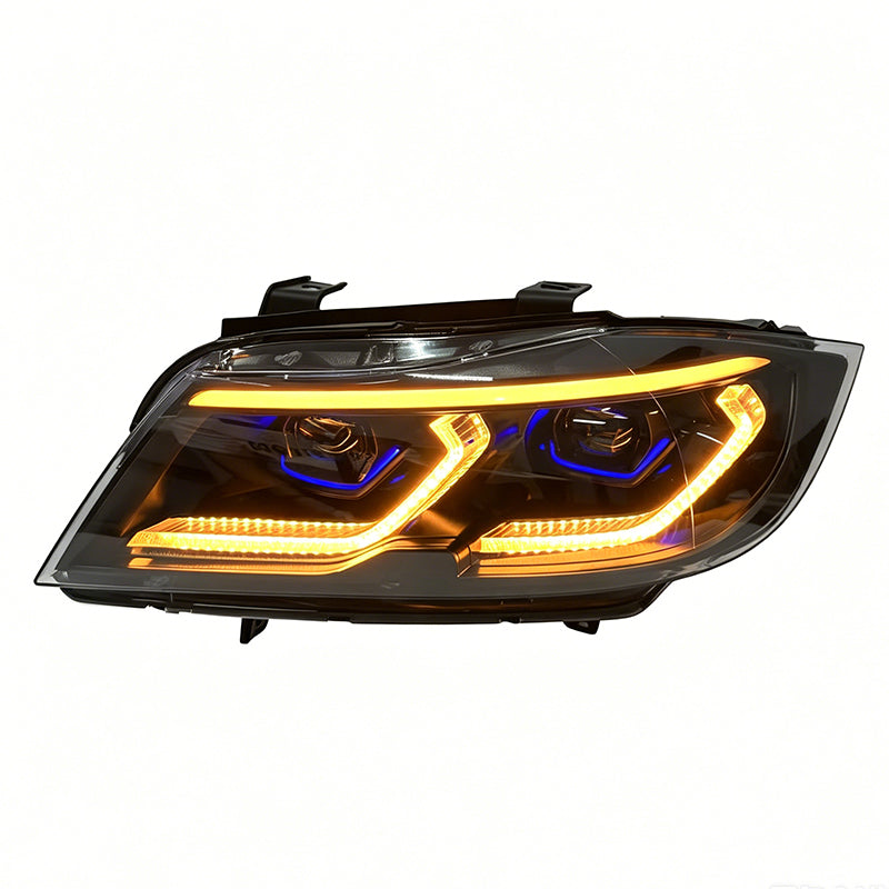 BMW E90 Tri-Color DRL LED Headlights Smoked Upgrade 2005–2011