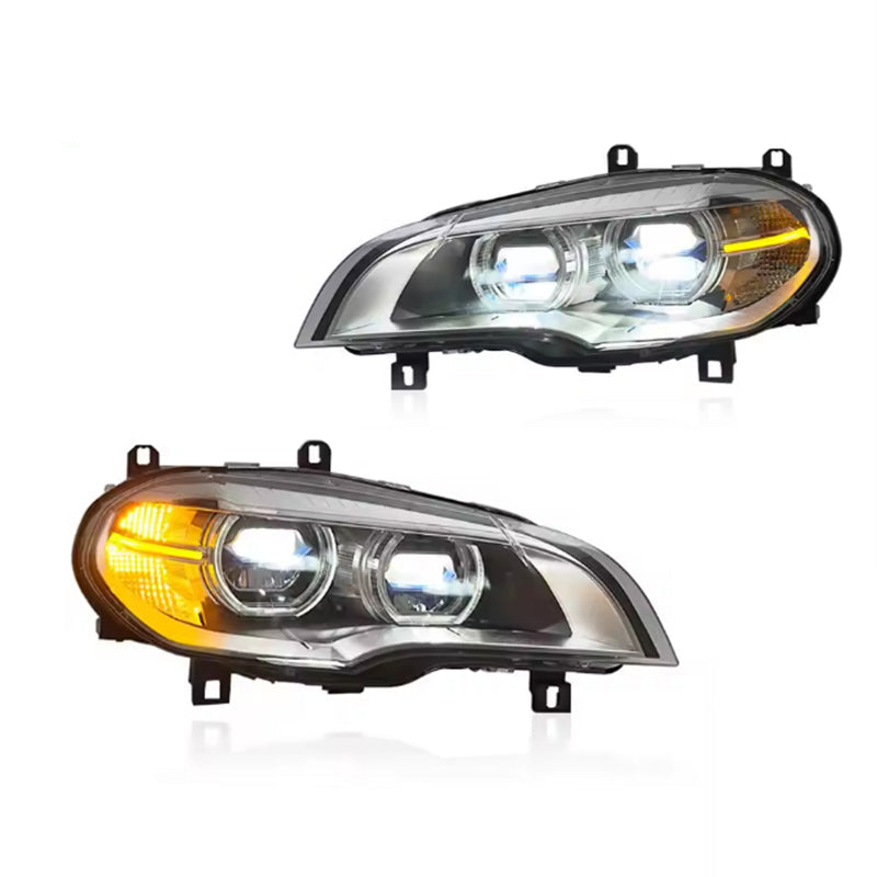 Dual Color LED Angel Eyes Headlights Assembly for BMW X5 E70 (2007–2013)