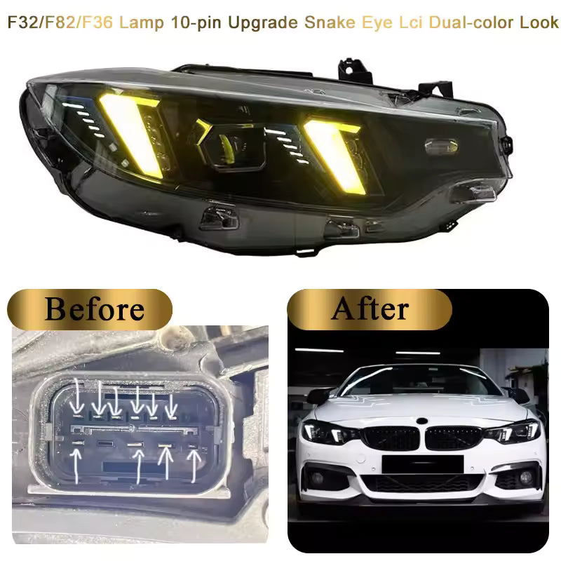 Snake Eye Dual-Color LED Headlights for BMW F32/F36/F80/F82 M3 & M4 2013-2019