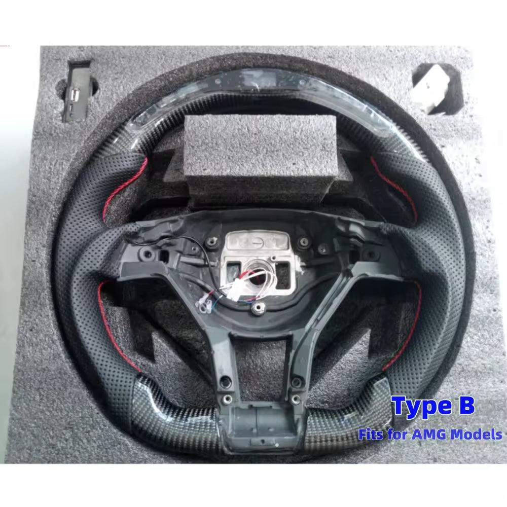 Real LED Steering Wheel for Mercedes-Benz AMG C63 W204, A45, CLA45, W212 & W213 2013–2014