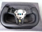 Leather Yoke Heated Steering Wheel for Tesla Model 3/Y White Black Carbon Patches