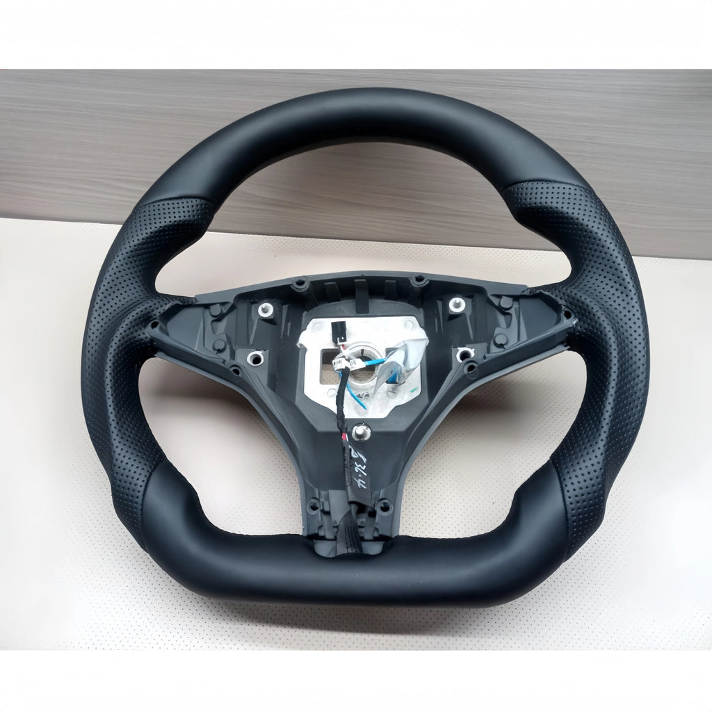 Real Carbon Fiber Sport Steering Wheel for Tesla Model S 2014–2020 & Model X 2016–2020 Black Leather Heated