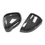 Audi A4 B9 Carbon Fiber Gloss Black Side Mirror Covers With Lane Assist Hole 2017