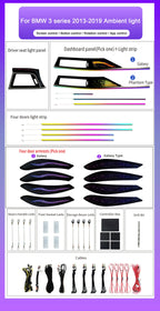 BMW 3 Series F30 RHD Interior 64-Color Dynamic Symphony LED Ambient Light Kit with Armrest Trim 2013 - 2019