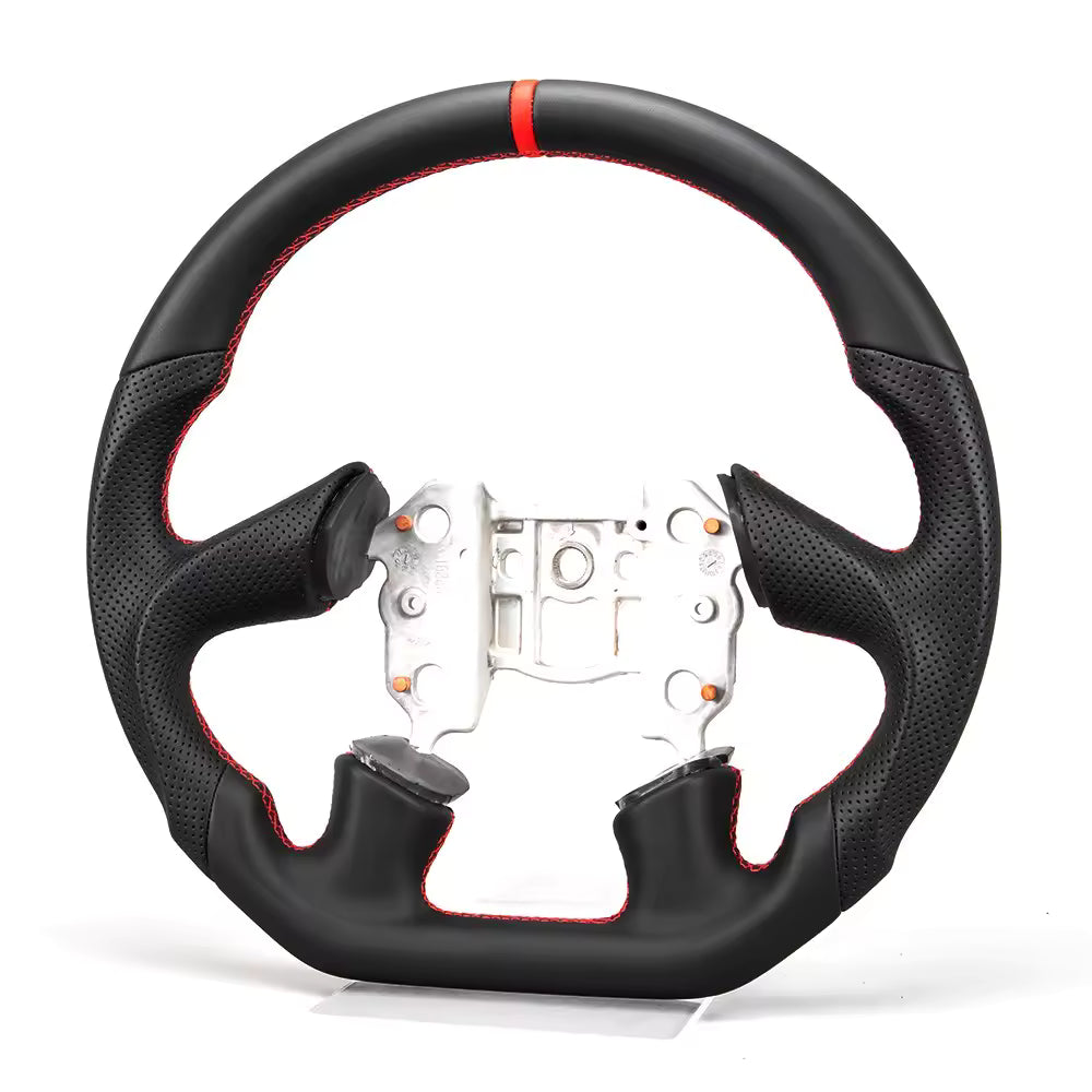 Hand-Stitched Leather Steering Wheel for Corvette C6 2005 (D-Shaped)