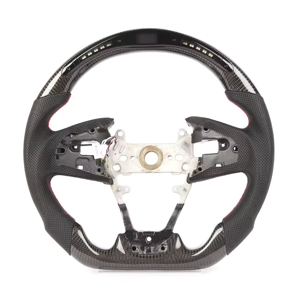 LED Carbon Fiber Steering Wheel for Honda Civic 10th Gen Type R FK8 2017–2021 Full Leather Hydro-Dip Carbon Fiber