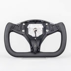 Black or White Yoke Full Leather Heated Steering Wheel with Carbon Fiber for Tesla Model S 2014–2020 & Model X 2016–2020