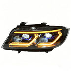 BMW E90 Tri-Color DRL LED Headlights Smoked Upgrade 2005–2011