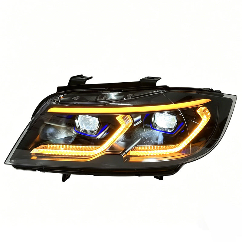 BMW E90 Tri-Color DRL LED Headlights Smoked Upgrade 2005–2011