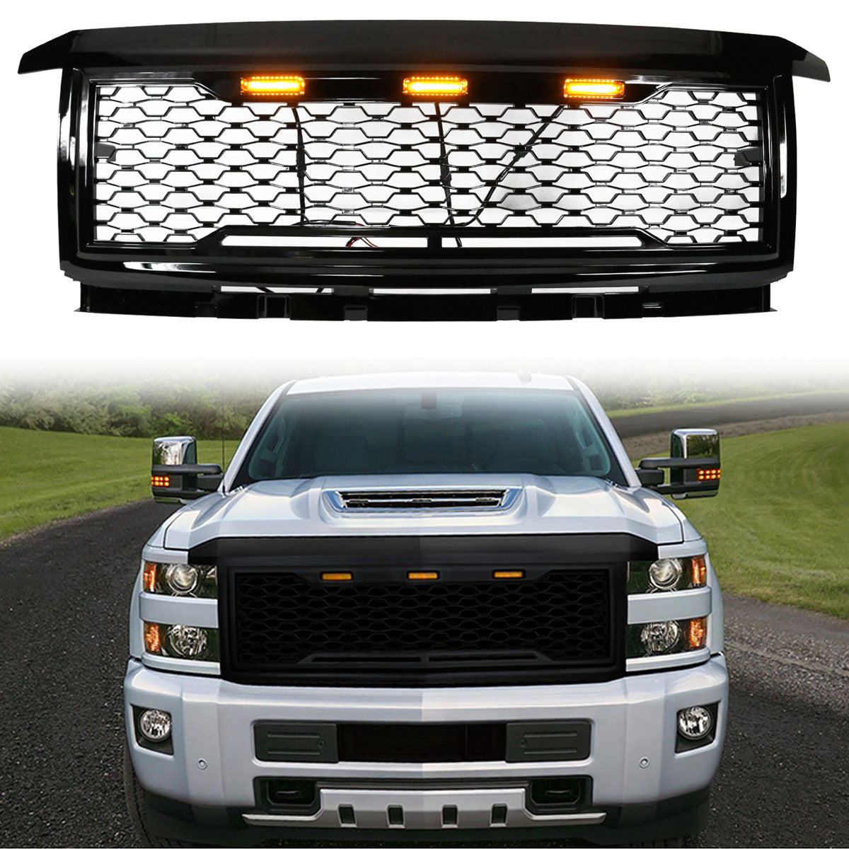 2015-2018 Chevy Silverado 2500 3500 Front Bumper Hood Mesh Grille