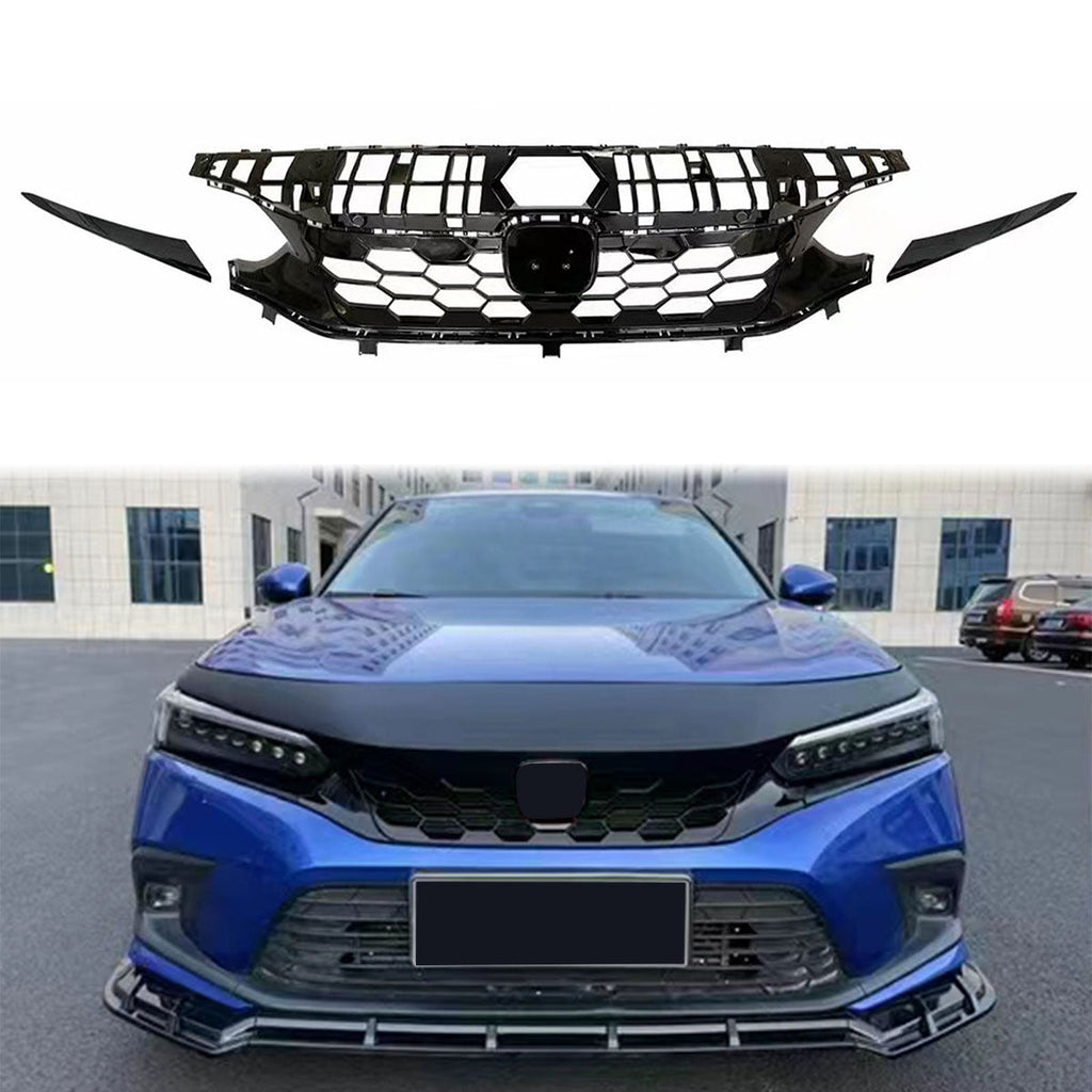 2022-2024 Civic Hatchback & SI OE Style Front Upper Grille Gloss Black