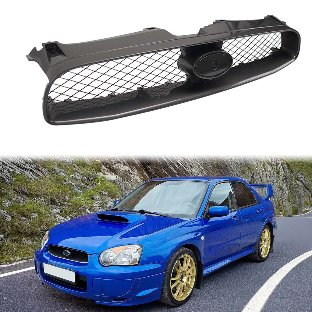 2004-2005 Subaru Impreza STI Style Front Bumper Grille Gloss Black ABS