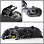 96-03 BMW 5 Series 3D Crystal Halo Projector LED Headlights Black