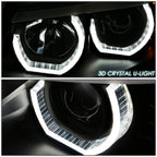 96-03 BMW 5 Series 3D Crystal Halo Projector LED Headlights Black