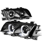 99-01 BMW 3-Series 3D Crystal Halo Projector LED Headlights Black