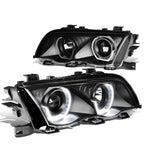 99-01 BMW 3-Series 3D Crystal Halo Projector LED Headlights Black