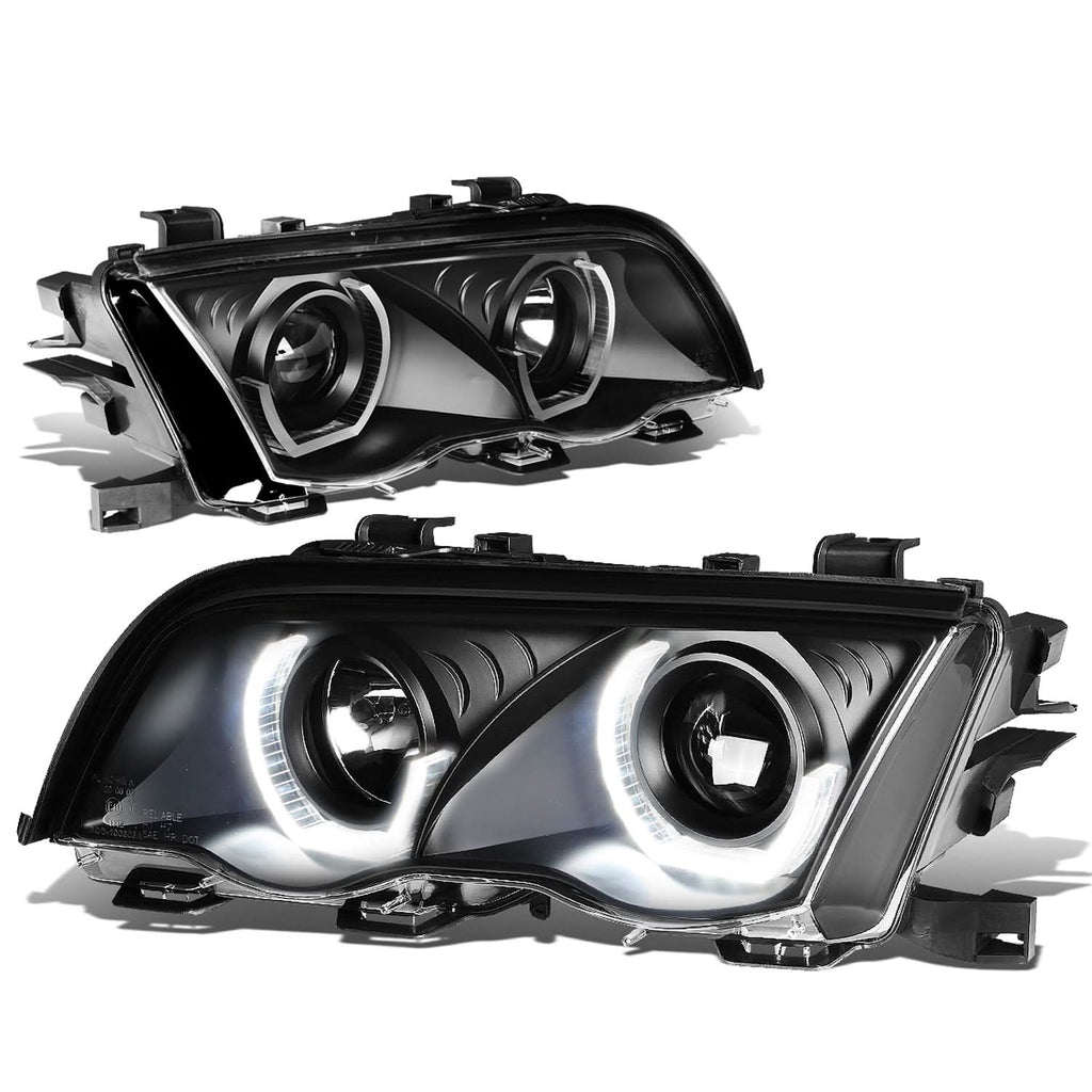 99-01 BMW 3-Series 3D Crystal Halo Projector LED Headlights Black