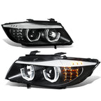 2006-2012 BMW 3-Series 3D Crystal Halo Projector LED Headlights Black