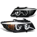 2006-2012 BMW 3-Series 3D Crystal Halo Projector LED Headlights Black
