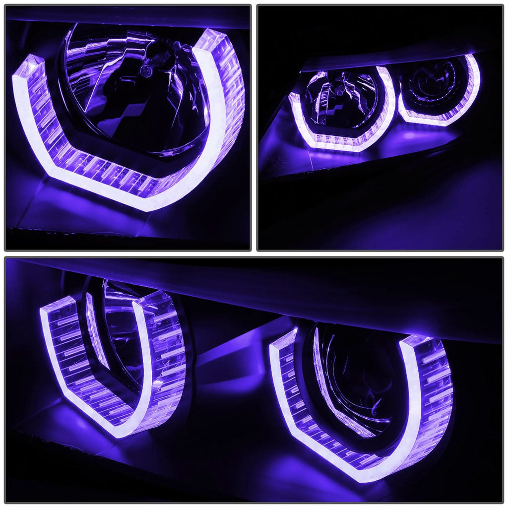 06-08 BMW 3-Series Crystal Halo Projector LED Headlights Black