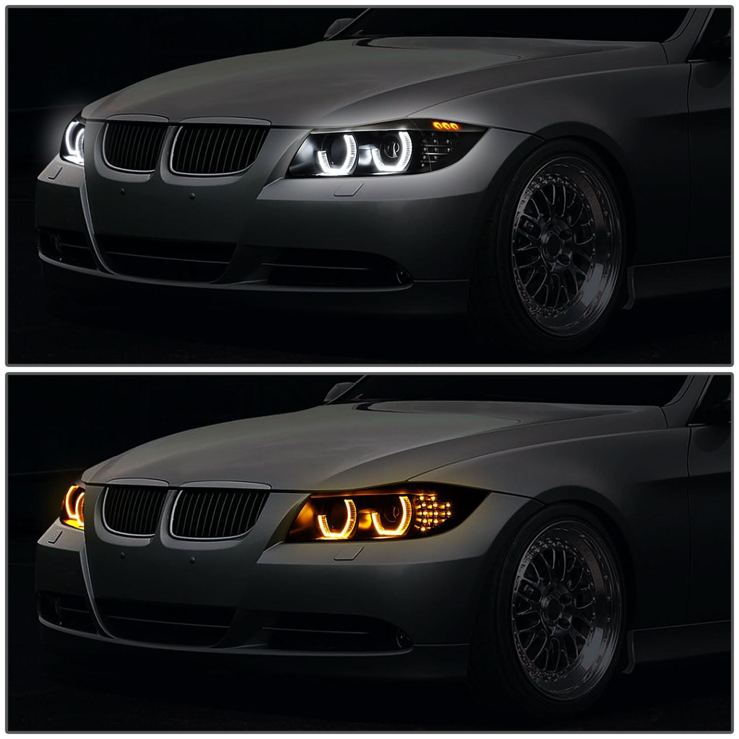 06-12 BMW 3-Series E90 3D Crystal Halo Projector Sequential Headlights
