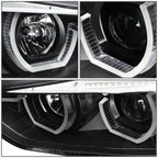 2012-2016 BMW F30 3-Series 3D LED Bar Headlights Black Housing
